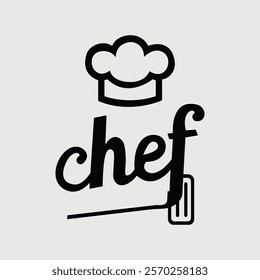 Minimalist Chef Logo Design with Stylized Hat and Spatula  