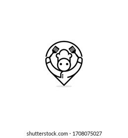 Minimalist Chef with Pin Map Logo Vector Eps 10