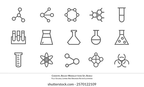 Minimalist Chemistry and Biology Icons Bundle - Perfect for Science Projects