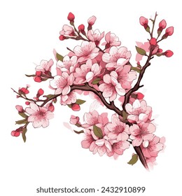 Minimalist Cherry Blossom Vector Illustration for your work's logos, T-shirt merchandise, stickers, label designs, posters, greeting cards, and advertising for business entities or brands.