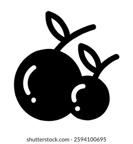 Minimalist cherry icon, bold and clear. Perfect for food-related designs, fruit symbols, or healthy eating themes. vector art