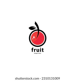 Diseño minimalista de logotipo de cereza con estilo de arte de línea de color Vector