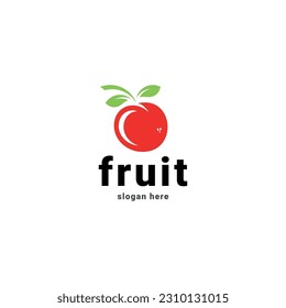 Minimalist Cherry logo design with line art style color Vector