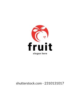 Minimalist Cherry logo design with line art style color Vector