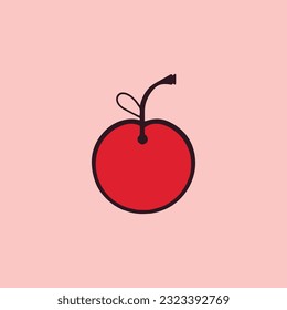 Minimalist Cherry logo design with line art style color Vector