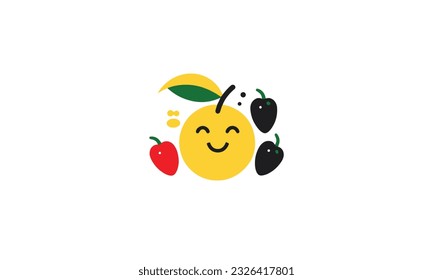 Minimalist Cherry logo design with line art style Vector on white background