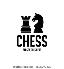 Minimalist chess logo suitable for strategy games, tournaments, clubs or educational platforms. Versatile vector design, easily adaptable for various branding needs.