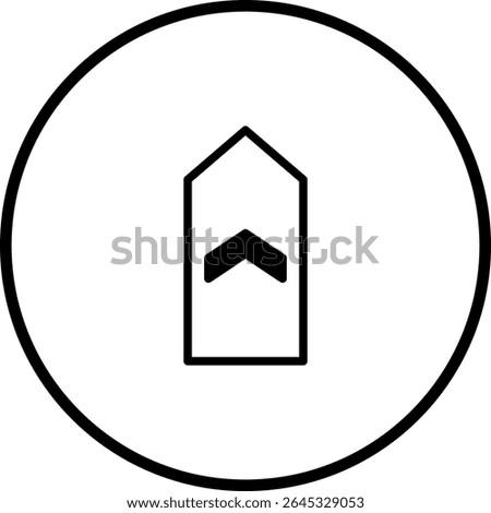 Minimalist chevron icon inside a circle representing direction and hierarchy