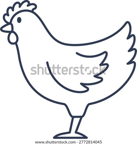 Minimalist Chicken Line Art. Vector Illustration of Outline Farm Poultry in Thin Lines.