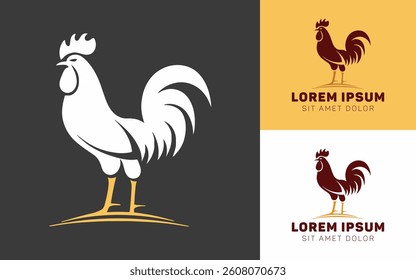 Minimalist Chicken Silhouette Logo Icon Black White