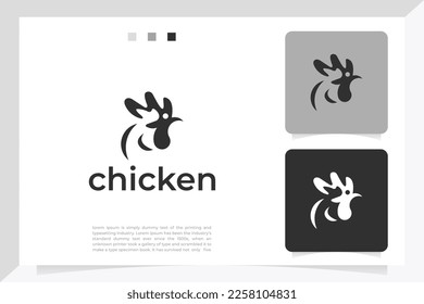 Minimalist chicken vector logo design