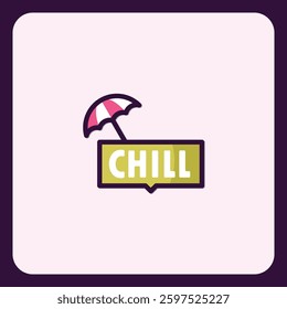 Minimalist Chill Icon with Beach Umbrella for Relaxation Concepts