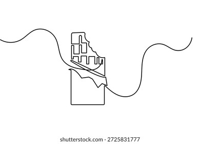 Bosquejo minimalista de la barra de chocolate en un estilo de arte de línea aislado en diseño de Vector de fondo blanco