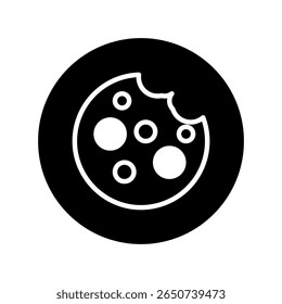 Minimalist chocolate chip cookie icon design against a contrasting backdrop offers a sleek and modern aesthetic