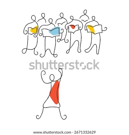 Minimalist choir and conductor abstract vector art