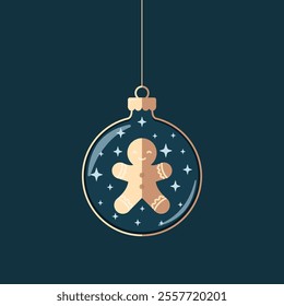 A minimalist Christmas card design with cinnamon gingerbread and small stars in a modern and elegant style.