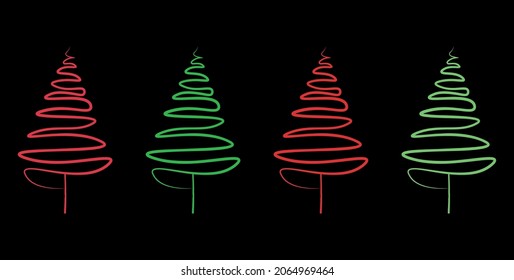 Minimalist Christmas Card in Red and Green Color Vector Illustration 