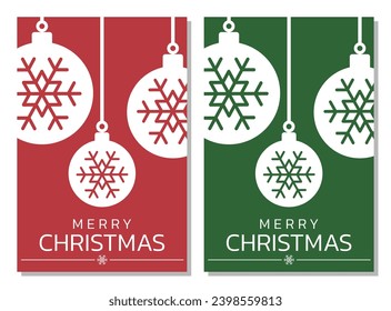 Minimalist Christmas design Design with Christmas ball on red and green background. Use this design for a greeting card, postcard, poster or cover.