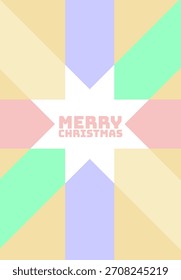 Un diseño de Navidades minimalista con una estrella blanca central con texto de NAVIDADES MERRY rodeado de suaves Formas geométricas de colores pastel que crean un patrón abstracto festivo