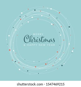 Minimalist Christmas flyer/card template with lights on circle lines