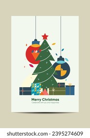 A Minimalist Christmas in Geometry. Merry Christmas design.