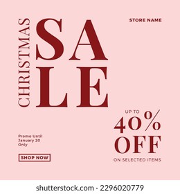Minimalist Christmas Sale Promo Post Template With Red Color