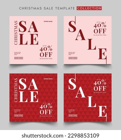 Minimalist Christmas Sale Promo Post Template With Red Color