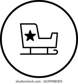 Minimalist Christmas Sleigh Icon within Circle for Holiday Greetings and Designs