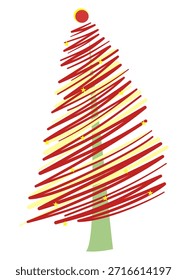 árbol de Navidad minimalista formado con pinceladas dinámicas, que representan el espíritu festivo y la celebración de las fiestas en un estilo artístico moderno.