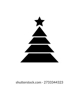 Un gráfico minimalista de árbol de Navidad, notable por su estilo de silueta audaz, proporciona una representación navideña clásica.