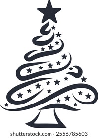 Minimalist Christmas Tree Illustration. Vector Illustration