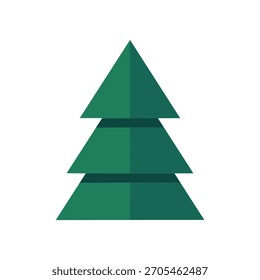 Minimalist Christmas tree vector with single red ornament in simple flat festive design for holiday graphics