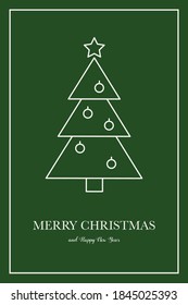 Minimalist Christmas tree with wishes. Xmas greeting card. Vector