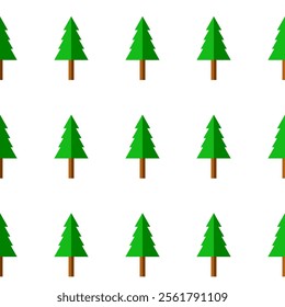 Minimalist christmas trees seamless pattern on white background. For Christmas wrapping paper, greeting cards and fabric