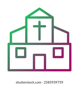 Minimalist Church Icon with Gradient Outline