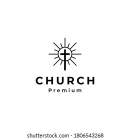 Minimalist Church Line Art Logo Design Stock Vector (Royalty Free ...