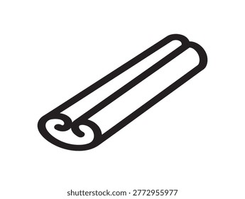 Minimalist cinnamon stick icon in vector illustration style for culinary design
