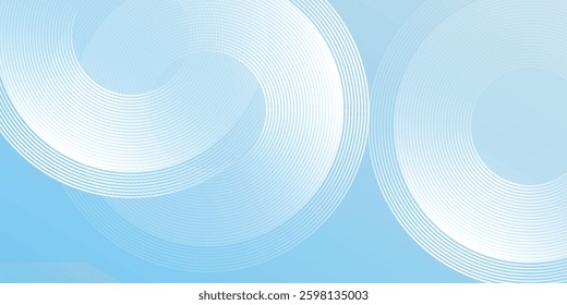 Minimalist circle effect style banner background pastel colorful blue and white gradations. Circle effect style geometric abstract