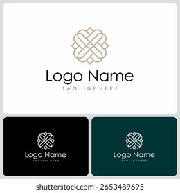 minimalist circle flower line vector logo	
