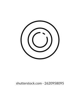 Minimalist circle icon with concentric rings and soft shadow effect