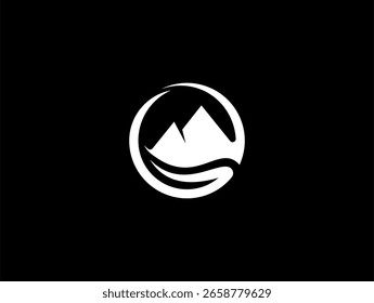 Icono minimalista del Vector del concepto del logotipo del lago del círculo