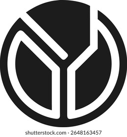Minimalist circle logo design with abstract letters forming a graphic symbol