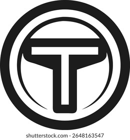 Design de logotipo de círculo minimalista com um conceito de letra t abstrato