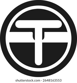 Minimalist circle logo design featuring abstract letter t in a unique style
