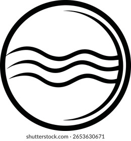 Diseño minimalista del logotipo del círculo con una línea ondulada simple en el interior para la marca