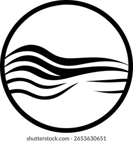 Minimalist circle logo design with simple wave line element vector shape