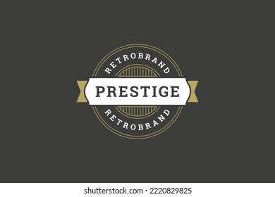 Minimalist circle retro logo design template festive ribbon line stripes place for text vector illustration. Vintage rounded geometric frame decorative business emblem stylish branding identification