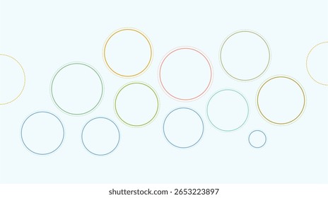 Minimalist circles infographic background vector illustration. Modern abstract design with colorful outlined circles, perfect for infographics, presentations, web, digital projects, posters.