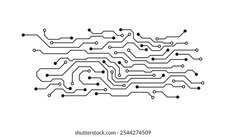 Un Vector de Tablero de circuito minimalista que representa el núcleo de la inteligencia artificial y la conectividad digital. 