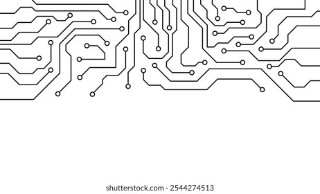 Un Vector de Tablero de circuito minimalista que representa el núcleo de la inteligencia artificial y la conectividad digital. 